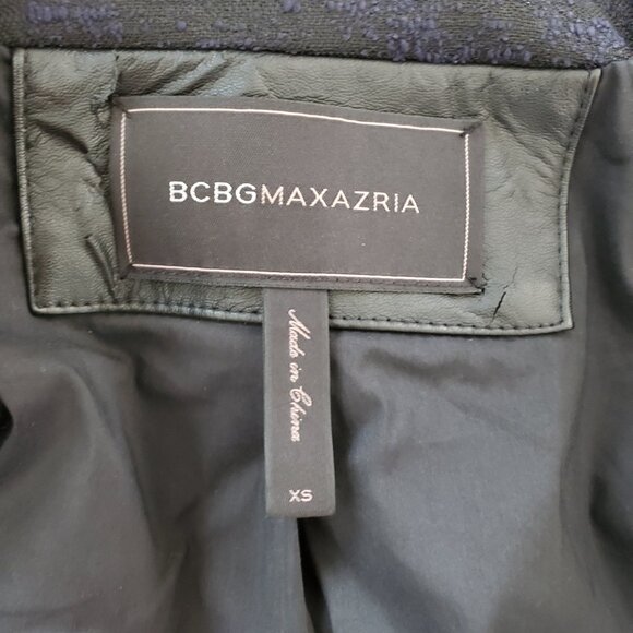 BCBGMAXAZRIA Farrell Black Fringe-Trim Faux Leather Short Jacket SZ XS - Picture 7 of 15